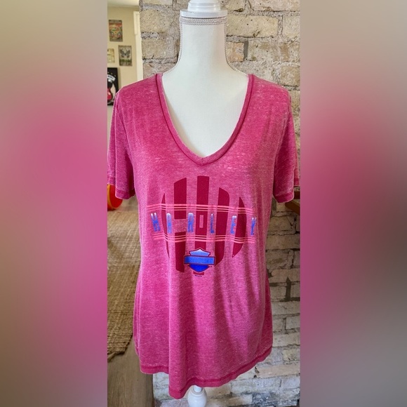 Harley-Davidson Tops - Harley-Davidson Pink Graphic V-Neck Tee